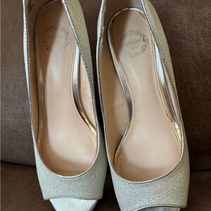 Women's Silver Peep Toe Heels